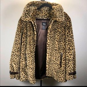 Dennis Basso Leopard Print Faux Fur Coat.